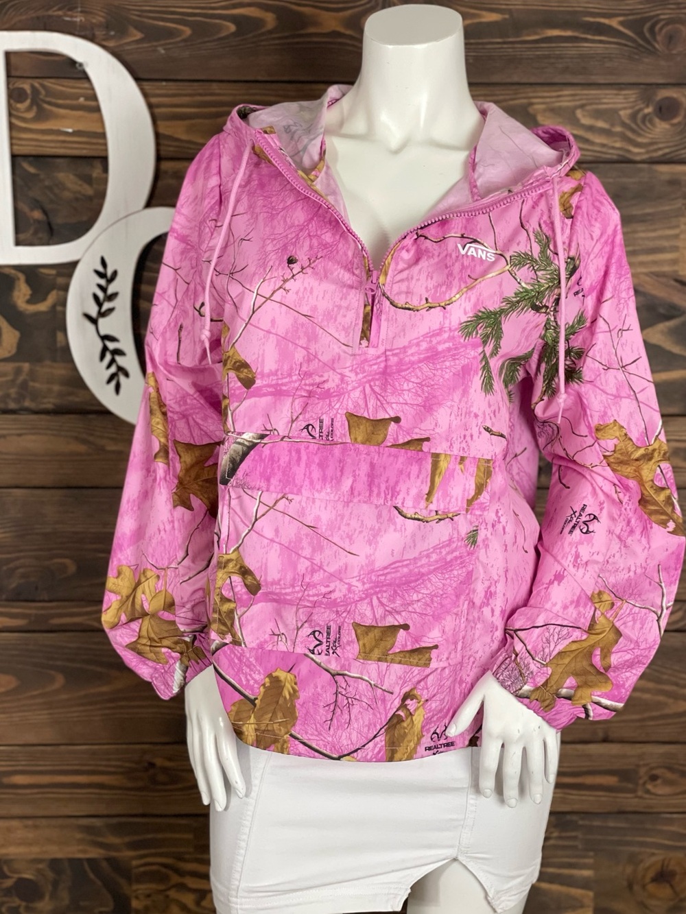 Vans | Realtree Pink Camo Hooded Pullover Rain Jacket Windbreaker Fano Anorak